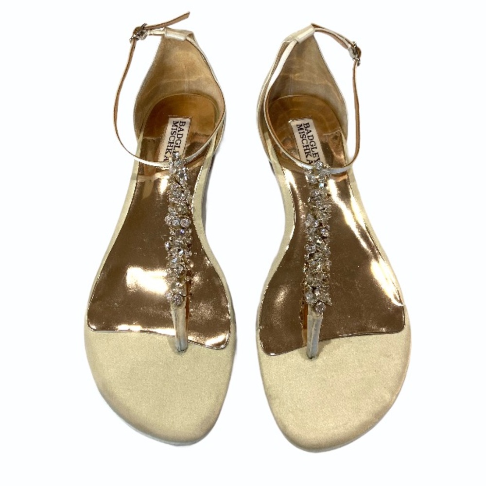 Badgley Mischka Rhinestone T Strap Sandals Flip Flops